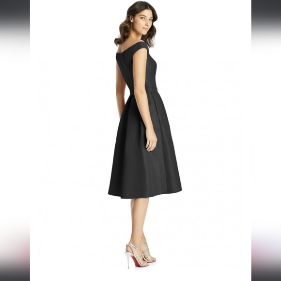 Jenny Packham Off-The-Shoulder Midi Dress In Midnight Style JP1018 Size 12 NWT - Picture 4 of 9